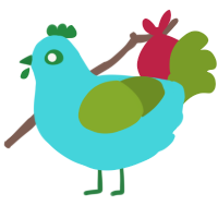 (unnamed), a aqua and chartreuse chicken