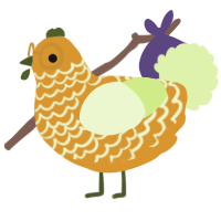 Oliver, a orange and apple chicken with a lace pattern