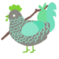 Roostus, a ash and mint chicken with a lace pattern