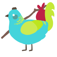 Rave, a aqua and lime chicken with a neck-band pattern