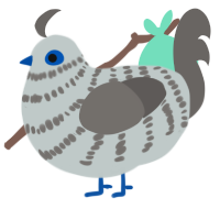 Silver, a silver and grey chicken with a bar pattern