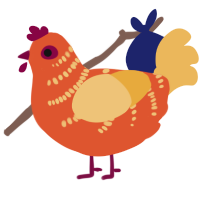 Tangerine perhaps, a vermilion and honey chicken with a half-bar pattern