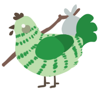 Peashooter, a gluppy and viridian chicken with a bar pattern