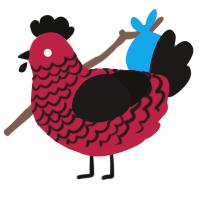 DIY, a crimson and sable chicken with a lace pattern