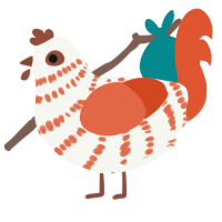 Computer, a white and vermilion chicken with a bar pattern