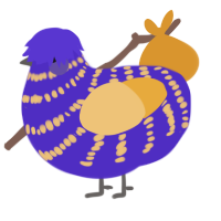 Navybean, a indigo and honey chicken with a bar pattern