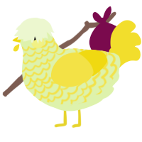 Emilia, a apple and yellow chicken with a lace pattern