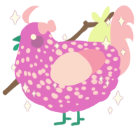 Cherette, a orchid and pink chicken with a speckle pattern