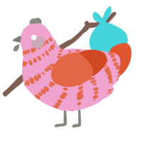 (unnamed), a pink and vermilion chicken with a bar pattern