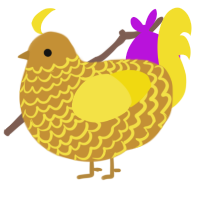 xxy gold, a gold and yellow chicken with a lace pattern