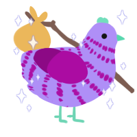 PJ, a lilac and plum chicken with a bar pattern