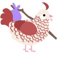 Rose, a cream and red chicken with a lace pattern