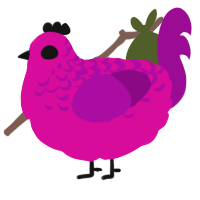 Vasilopoulaphobia, a fuchsia and plum chicken with a half-lace pattern