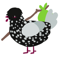 (unnamed), a black and silver chicken with a speckle pattern