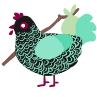 Neon, a sable and mint chicken with a double-lace pattern