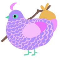 Cheeky, a lilac and lavender chicken with a lace pattern