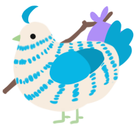 Dulce, a cream and cerulean chicken with a bar pattern