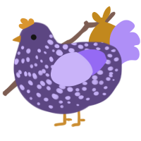 Passionfruit, a overcast and lilac chicken with a speckle pattern