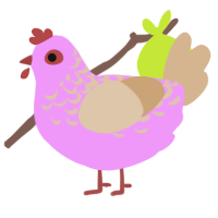 strawberry yogurt, a lavender and beige chicken with a half-lace pattern