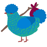 Link, a turquoise and sapphire chicken with a lace pattern