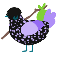 (unnamed), a black and lilac chicken with a speckle pattern