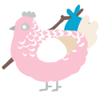 Pastel Orphan, a rose and cream chicken with a half-lace pattern