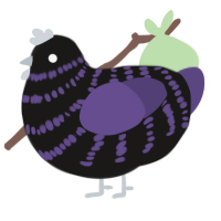 Monster, a sable and overcast chicken with a bar pattern