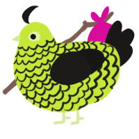 Frankenstein, a lime and sable chicken with a lace pattern