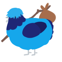 Ever, a sky and navy chicken with a head pattern
