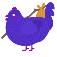 Kain, a indigo chicken with a lace pattern