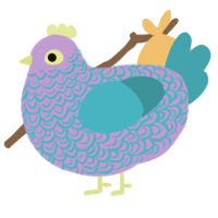 dippin dots, a lilac and cerulean chicken with a double-lace pattern