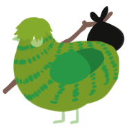 A chartreuse and viridian chicken with a bar pattern