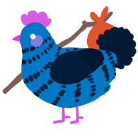 Bouba, a sapphire and tumblr chicken with a bar pattern