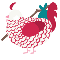 (unnamed), a white and crimson chicken with a lace pattern