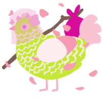 Spring baby, a lime and rose chicken with a lace pattern