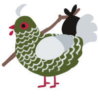 ROT, a olive and mist chicken with a lace pattern