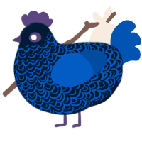 Stormscape, a tumblr and ultramarine chicken with a double-lace pattern