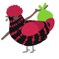 (unnamed), a black and crimson chicken with a bar pattern