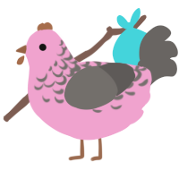 Skitter, a pink and grey chicken with a half-lace pattern