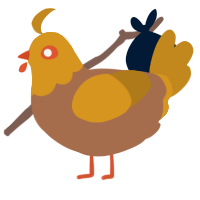 Kaze, a brown and ochre chicken with a head pattern