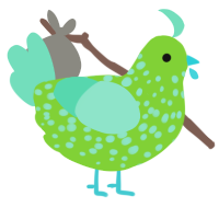 Planet X, a grass and mint chicken with a speckle pattern