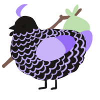 Omen, a sable and lilac chicken with a lace pattern