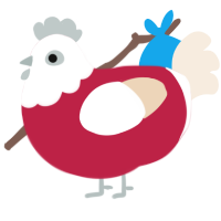 Little Lantern, a crimson and cream chicken with a head pattern