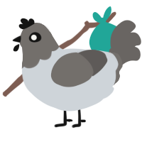 Argon, a mist and grey chicken with a head pattern
