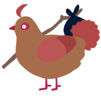 Hycanthic, a brown and red chicken