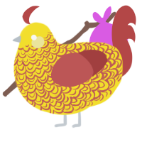 (unnamed), a yellow and red chicken with a double-lace pattern
