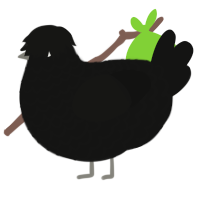 A black chicken with a lace pattern
