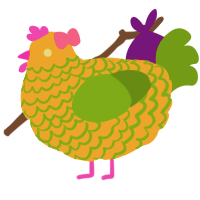 Shy Flutter, a honey and chartreuse chicken with a lace pattern