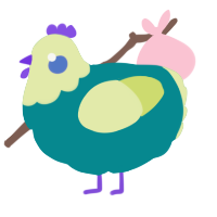 (unnamed), a teal and lemon chicken with a head pattern