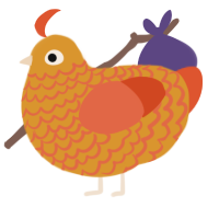 (unnamed), a orange and vermilion chicken with a lace pattern